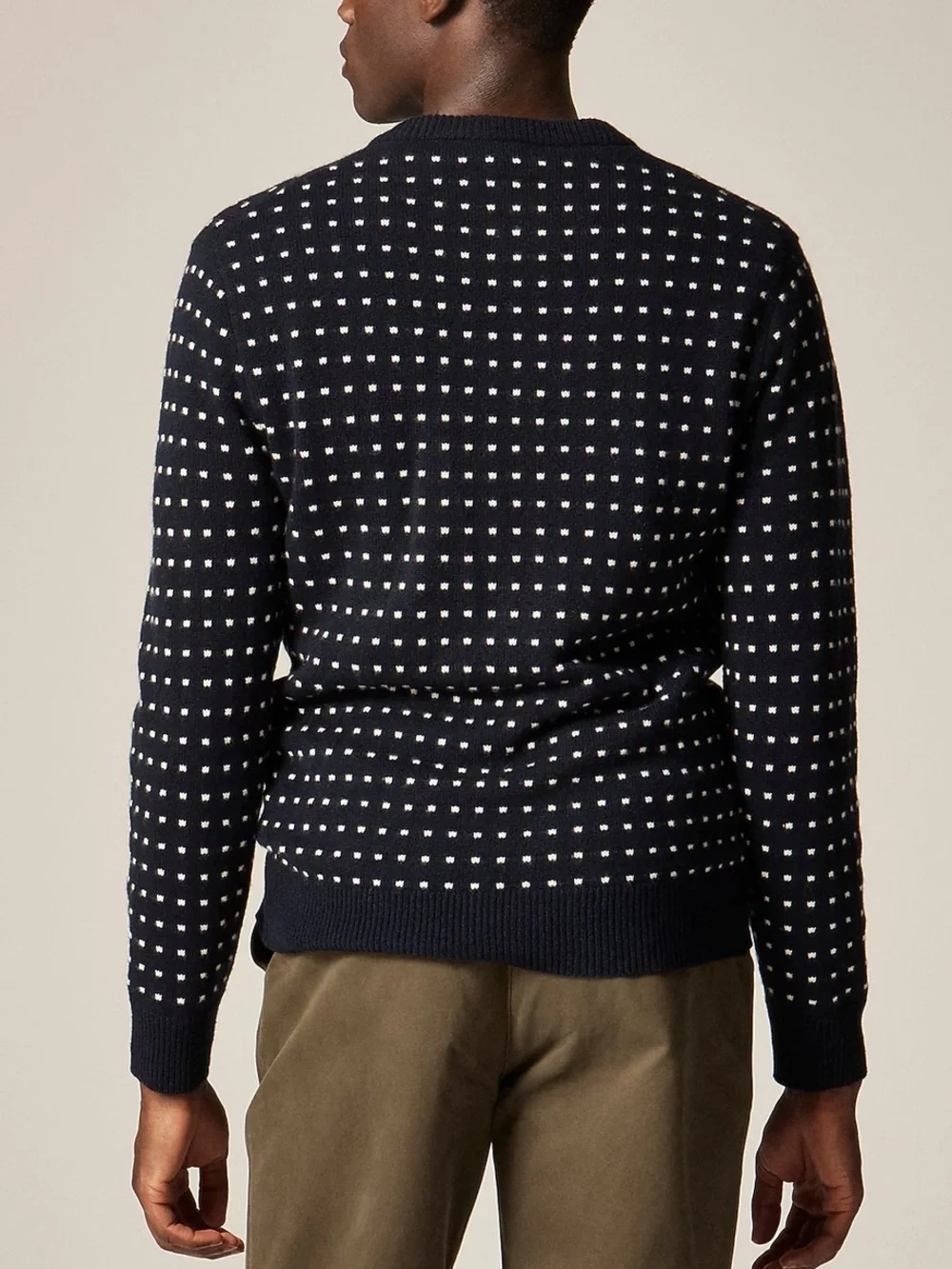 J crew Relaxed midweight cashmere V-neck sweater in jacquard dot